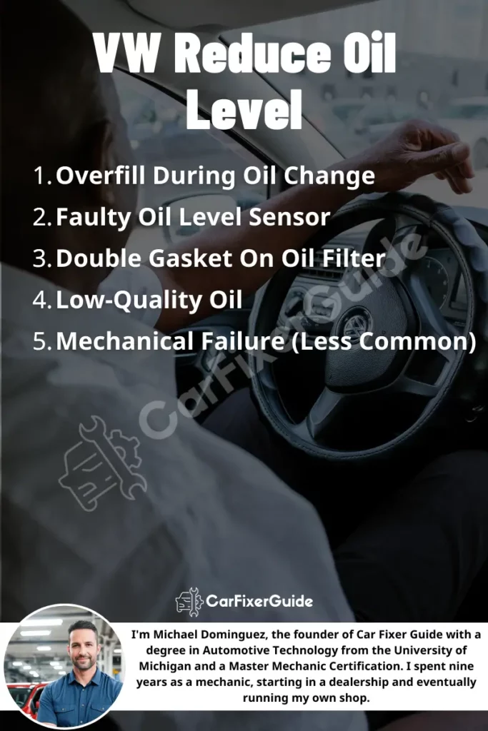 VW Reduce Oil Level Guide
